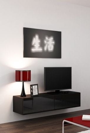 eoshop TV stolík Vigo 140 cm, čierna / čierna lesk